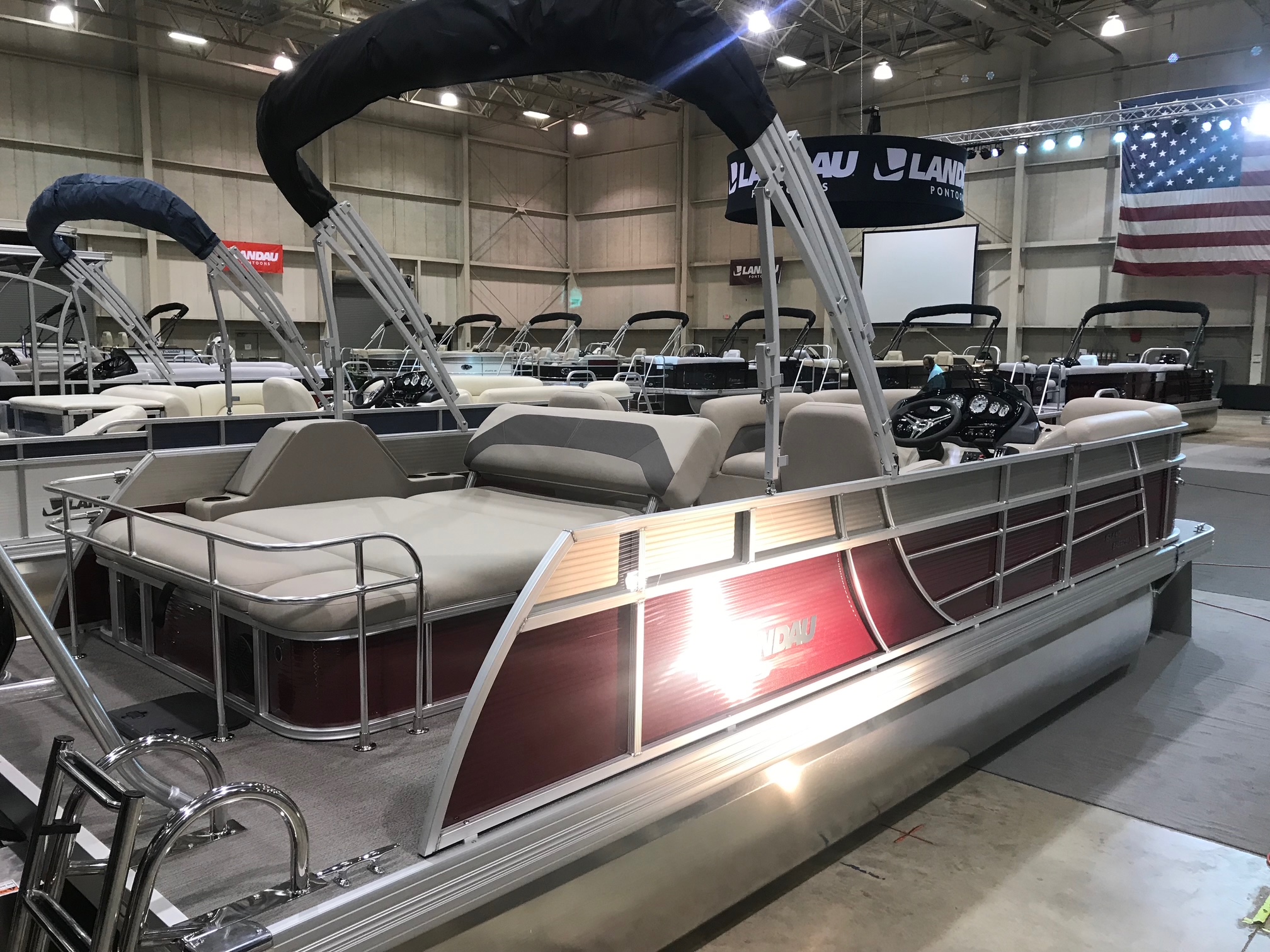 2025 Landau 23 Island Breeze Swingback Tritoon Powered by a 200hp Suzuki with Tandem Trailer